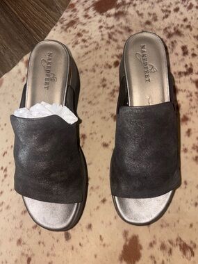 Naked Feet Black Metallic Slide Sandals